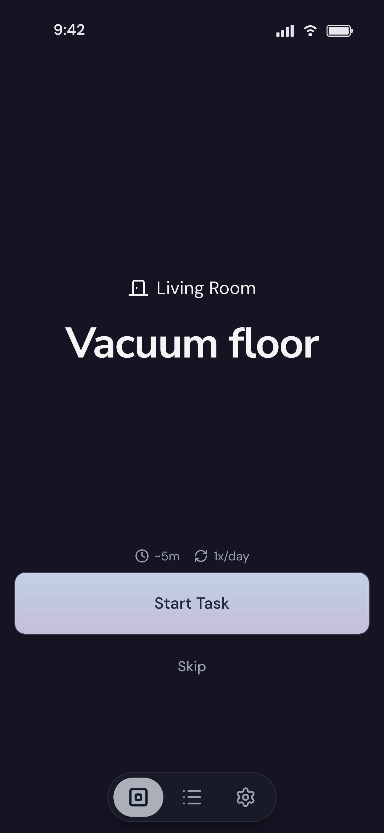 FreshChores app showing a task